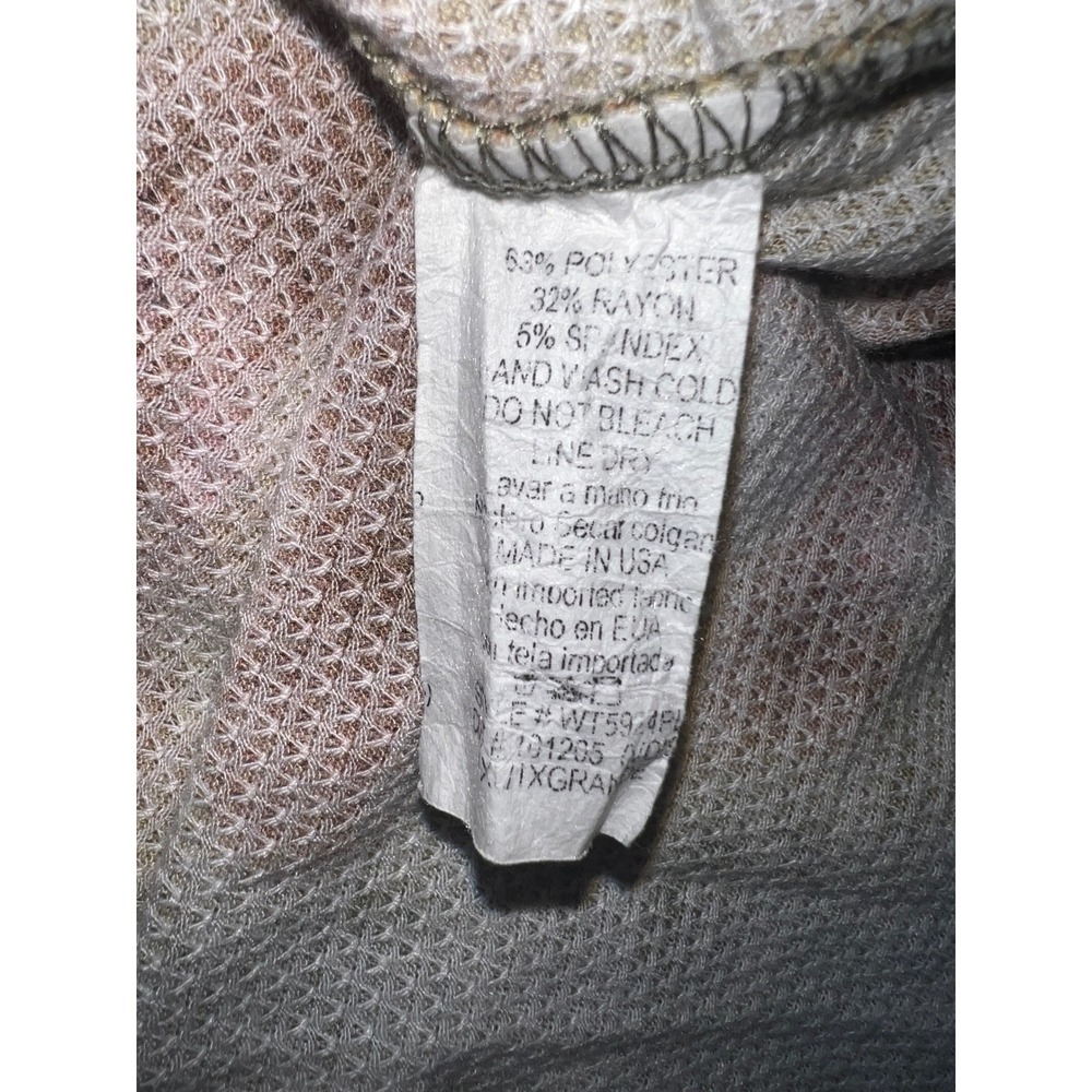 GeeGee Waffle Knit Tie Dye Babydoll Top XL Long Sleeve Thermal Tunic Olive Multi - Picture 5 of 7